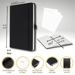 a5 black elastic diary