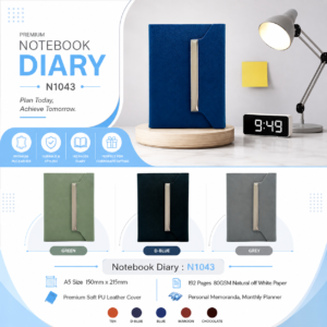 A5 3-fold corporate diary with magnet lock